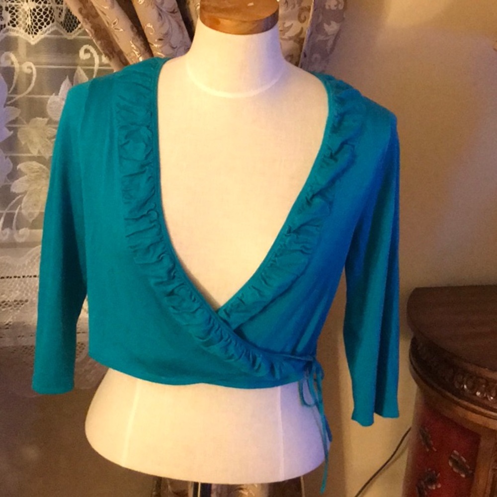 Next v neck cropped cardigan blue